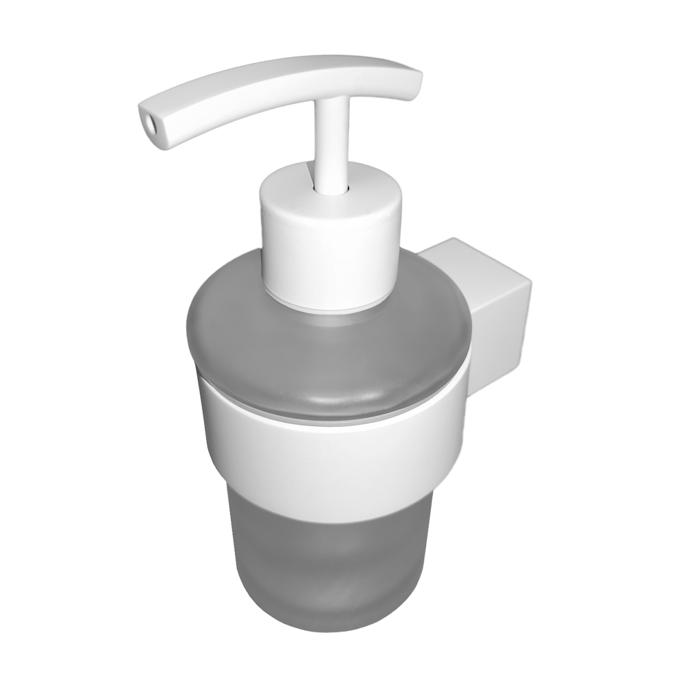 Дозатор для жидкого мыла, коллекция ЛОТОС (ЛТ80БМ), матовое стекло, белый матовый, Альтасан